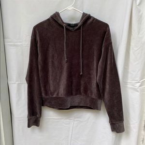 S EUC Courdoroy Cropped Hoodie  charcoal gray